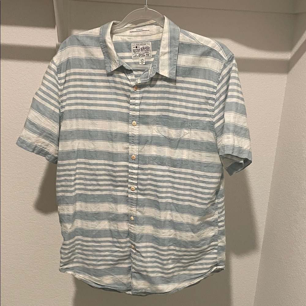 Lucky Brand blue white button down -slim fit L